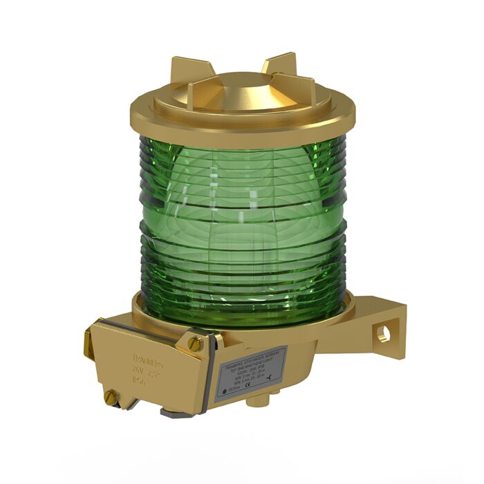 TEF 2870 Navigation light: Allround 360 deg. Green, P28S, 24V, Brass/Glass