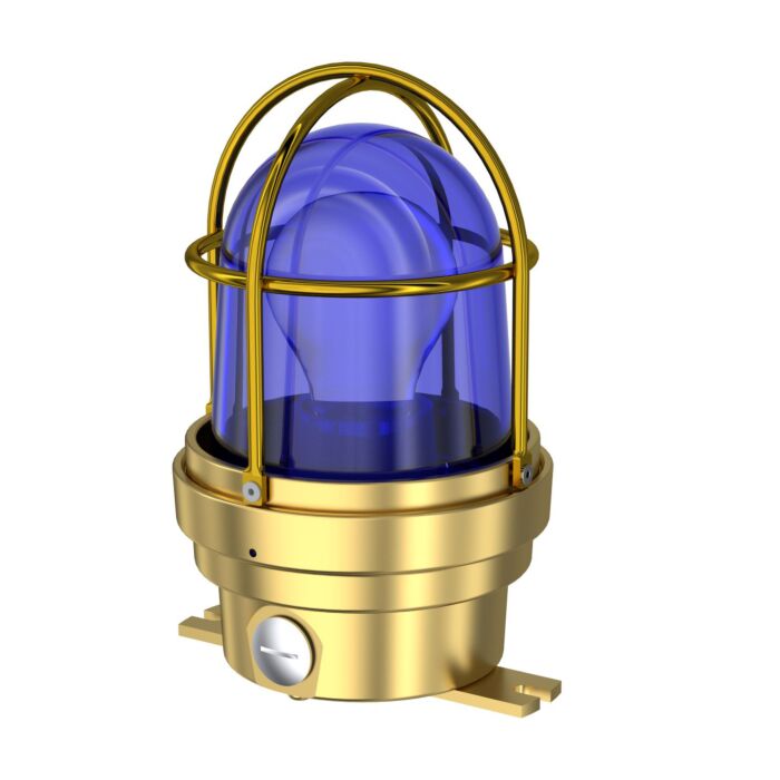 TEF 2438n Luminaire: Blue Globe, E27, 230VAC, IP56, Brass/Polyc